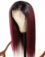 Human Hair Straight 13x6 Lace Frontal Wig 8-26inch 1B/99J Color