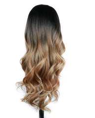 Ombre Wig Black to Light Brown Long Wavy Wig Heat Resistant Synthetic Wig for Women