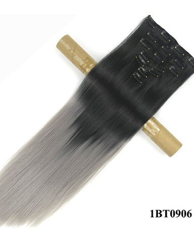 Ombre Hair Clip In Synthetic Hair Extensions 7 Pieces 24inch Long Hairpiece Straight Hair