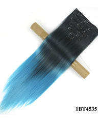 Ombre Hair Clip In Synthetic Hair Extensions 7 Pieces 24inch Long Hairpiece Straight Hair
