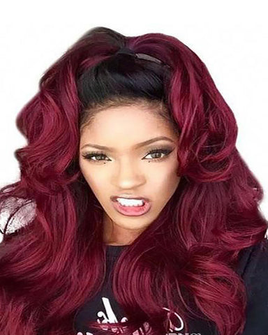 Remy Human Hair Body Wave Hair 360 Lace Frontal Wig 8-26inch 1B/99J Color