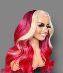 Long Wave 4X4 Lace Front Human Hair Wigs Finger Blonde Red Wig Natural Looking