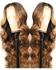 Ombre Remy Human Hair Body Wave Hair 13x4 Lace Frontal Wig 8-24inch 1B/27 Color