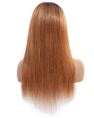 Ombre Remy Human Hair Straight 13x6 Lace Frontal Wig 8-26inch 1B/30 Color