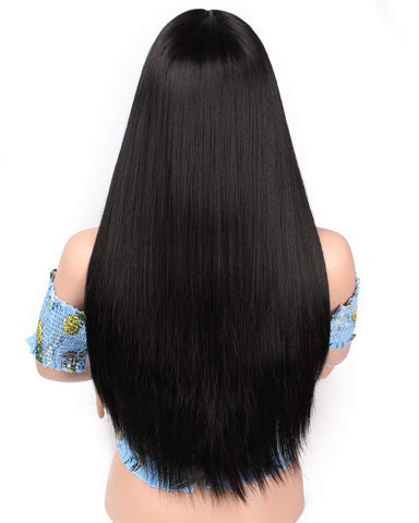 Long Straight Black Wig Middle Part Heat Resistant Fiber Hair Synthetic Wigs for Black Women