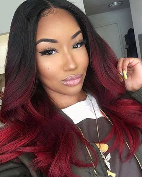 Remy Human Hair Body Wave Hair 13x4 Lace Frontal Wig 8-26inch 1B/99J Color