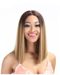 Lace Front Wig Straight Hair 14 Inch For Black Women Ombre Color Hair Synthetic Wig