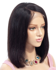 Remy Human Hair Straight Short Bob 13x6 Lace Front Wig