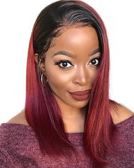 Remy Human Hair Straight 360 Lace Frontal Wig 8-26inch 1B/99J Color