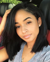 Remy Human Hair Straight Short Bob 13x6 Lace Front Wig