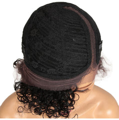 Brazilian Short Wave 13×4 T Part Lace Front Human Hair Wig Glueless Orange Soft