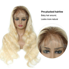 ATOZ Ombre Blonde Brazilian Wave 13×4×1 T Part Lace Front Human Hair Wigs T4/613