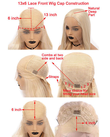 Kanekalon Fiber Synthetic Long Silky Straight 13x6 Lace Front Wig Blonde 22inches