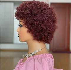Afro Kinky Curly Wigs Short Bob Wig Human Hair Brazilian For Black Women 99J#