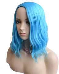 Synthetic Wave Hair Short Bob Wig for Cosplay Costume Party Light Blue Color