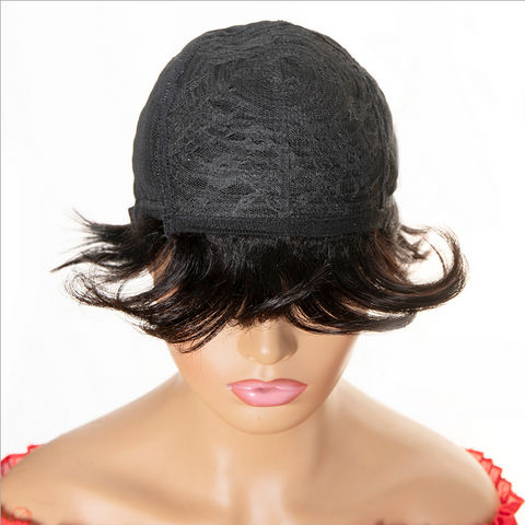 Women Short Straight Human Hair Wigs Side Part Wig Pre-Plucked Glueless Bob Wig