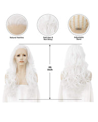 Snow White Wig Lace Front Wigs for Women Drag Queen Party Cosplay Long Body Wave Synthetic Wig High Density Heat Resistante Hair