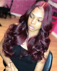 Remy Human Hair Body Wave Hair 4x4 Lace Closure Wig 8-26inch 99J Color