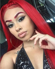 Remy Human Hair Straight 4x4 Lace Closure Wig 8-26inch 99J Color