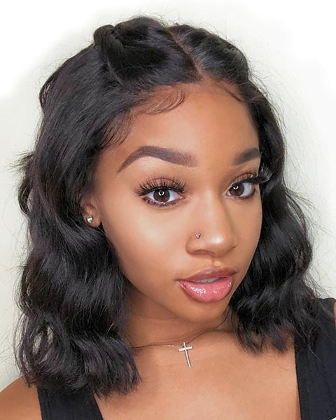 Remy Human Hair Body Wave Short Bob 13x6 Lace Front Wigs