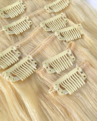 Clip In Human Hair Extensions Brazilian Remy Straight Hair 613 Color 7 Pieces/Set 120 grams