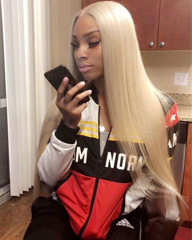Synthetic Straight Hair 13x6 Lace Frontal Wig 22-26inch 613 Color Fiber Hair Wigs
