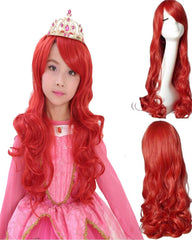 Long Wavy Red Synthetic Cosplay Hair Wig For Children 24inch