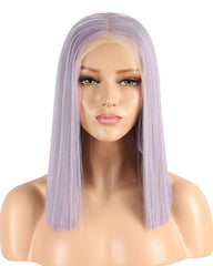 Synthetic Straight Hair 13x6 Lace Front Wig 14inch Light Purple Bob Wig for Women Pre Plucked with Natural Hairline and Baby Hair