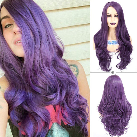 ATOZWIG Long Wavy 22Inch Purple Heat Resistant Fiber Synthetic Cosplay Wigs