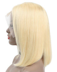 Remy Human Hair Straight Short Bob 13x6 Lace Front Wigs 613 Color