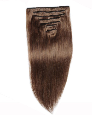 Clip In Human Hair Extensions Brazilian Remy Straight Hair #30 Light Brown Color 7 Pieces/Set 90 grams