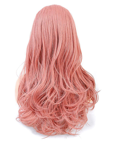 ATOZWIG Long Wavy 22Inch Orange Pink Heat Resistant Fiber Synthetic Cosplay Wigs