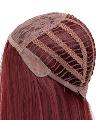 Long Straight Ombre Color Wine Red Heat Resistant Fiber Synthetic Cosplay Wigs