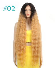 Hair Synthetic Wigs For Black Women Long Curly Hair 42 Inch Cosplay Blonde Ombre Lace Front Synthetic Wig