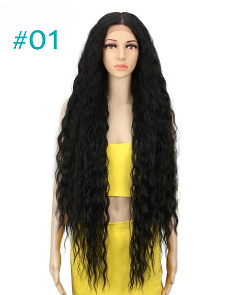 Hair Synthetic Wigs For Black Women Long Curly Hair 42 Inch Cosplay Blonde Ombre Lace Front Synthetic Wig