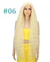 Hair Synthetic Wigs For Black Women Long Curly Hair 42 Inch Cosplay Blonde Ombre Lace Front Synthetic Wig