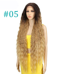 Hair Synthetic Wigs For Black Women Long Curly Hair 42 Inch Cosplay Blonde Ombre Lace Front Synthetic Wig