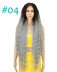 Hair Synthetic Wigs For Black Women Long Curly Hair 42 Inch Cosplay Blonde Ombre Lace Front Synthetic Wig
