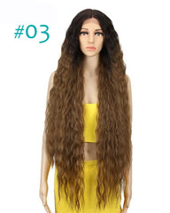 Hair Synthetic Wigs For Black Women Long Curly Hair 42 Inch Cosplay Blonde Ombre Lace Front Synthetic Wig