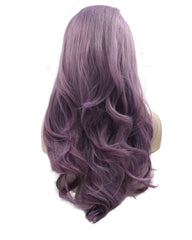 Long Wave Synthetic Glueless Hair Replacement Wigs Purple Lace Front Wig For Women 24inch