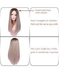 Long Straight Hair High Density Synthetic Wig For Women Ombre Blonde Natural Hair Female Wig