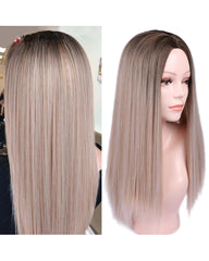 Long Straight Hair High Density Synthetic Wig For Women Ombre Blonde Natural Hair Female Wig
