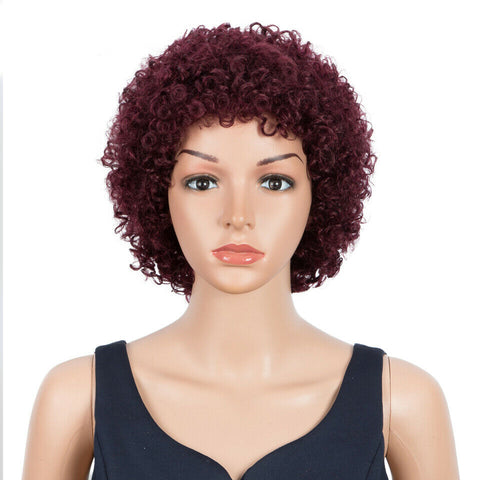 Afro Kinky Curly Wigs Short Bob Wig Human Hair Brazilian For Black Women 99J#