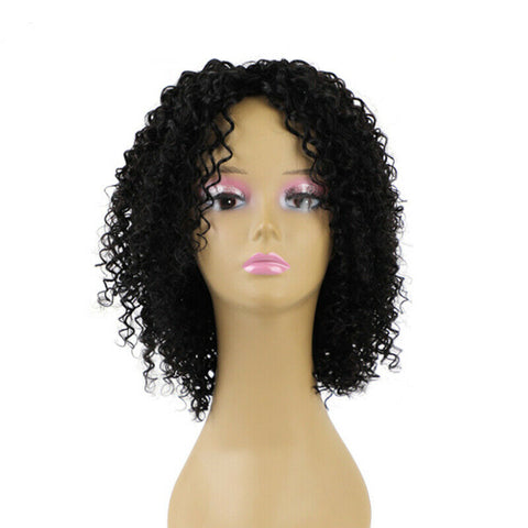 Short Curly Brazilian Virgin Human Hair No Lace Wig Deep Wavy Glueless for Lady