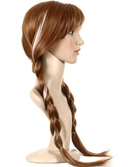 Synthetic Hair Cap+Movie Braided Wig for Cosplay Wig Brown Braid Princess Wigs for Women Girls Halloween Costume