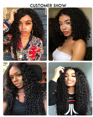 Remy Brazilian Human Hair Bundles Weaves with 4x4 Lace Closure Curly Wave Hair Natural Color