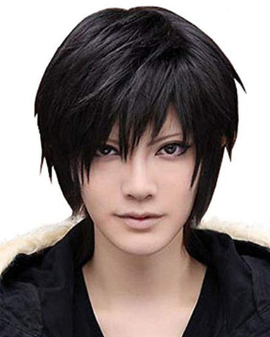 Synthetic Wig Men's Beautiful Male Black Short Straight Hair Wig Cosplay Party Heat resistant Hair
