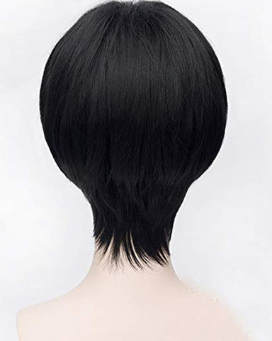 Synthetic Wig Men's Beautiful Male Black Short Straight Hair Wig Cosplay Party Heat resistant Hair