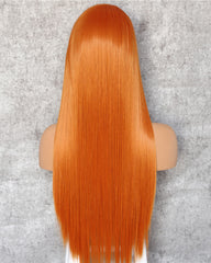 Synthetic Straight Hair 13x6 Lace Frontal Wig 22-26inch Orange Color Fiber Hair Wigs