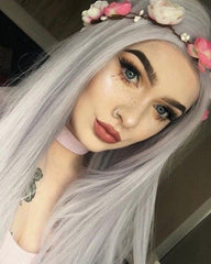 ATOZWIG Long Straight 22Inch Silver Heat Resistant Fiber Synthetic Cosplay Wigs
